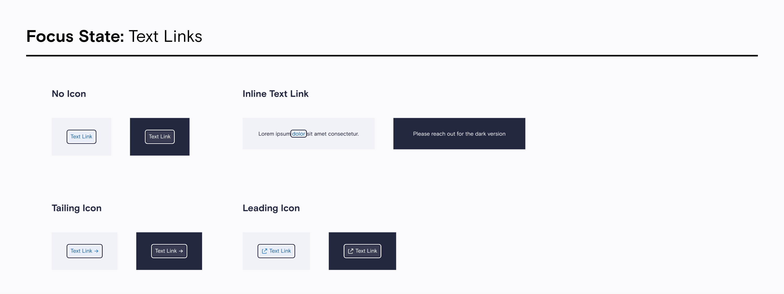 Text links — accessible color and focus states